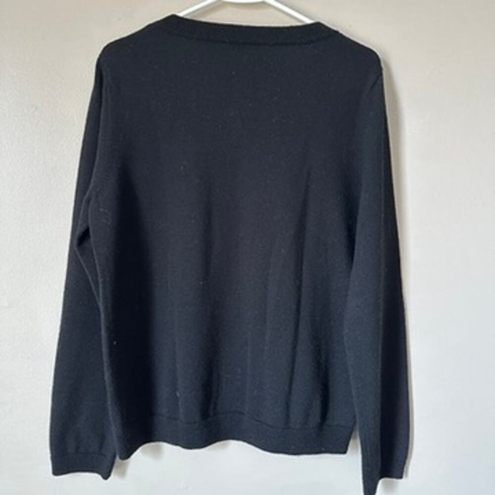 Garnet Hill Sweater Womens Extra Large Black Gray Leopard Print Wool Crewneck - Picture 5 of 8
